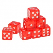 Кубик игральный красный 16 мм (кости игральные)